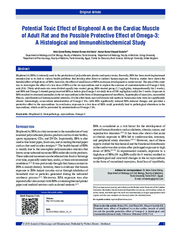 (PDF) Potential toxic effect of bisphenol A on the cardiac muscle of ...