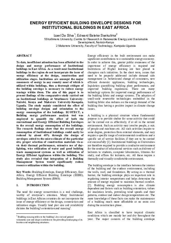(PDF) Energy Efficient Building Envelope Designs for Institutional
