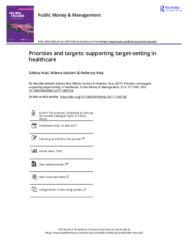 (PDF) Priorities and targets: supporting target-setting in healthcare