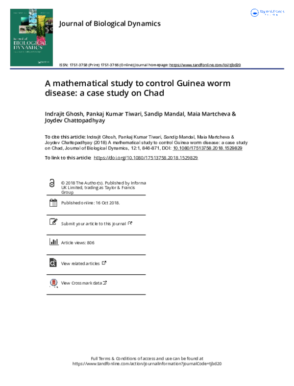 (PDF) A mathematical study to control Guinea worm disease: a case study ...