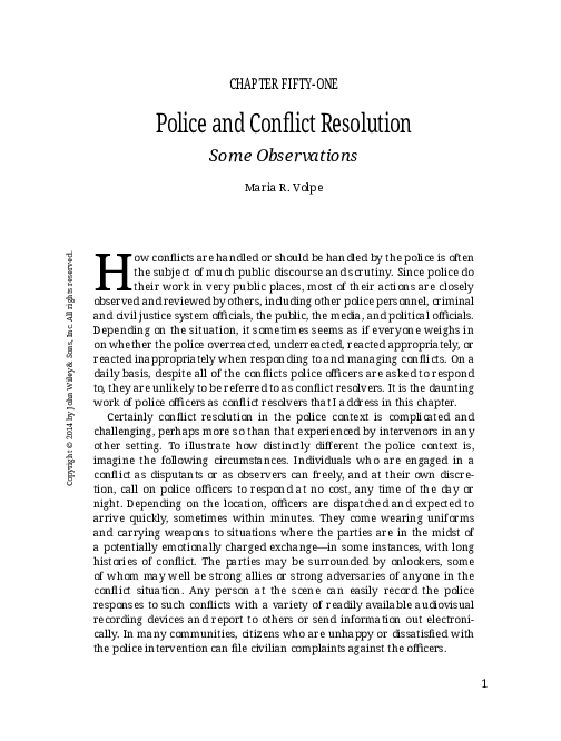 (PDF) Police and Con fl ict Resolution Some Observations