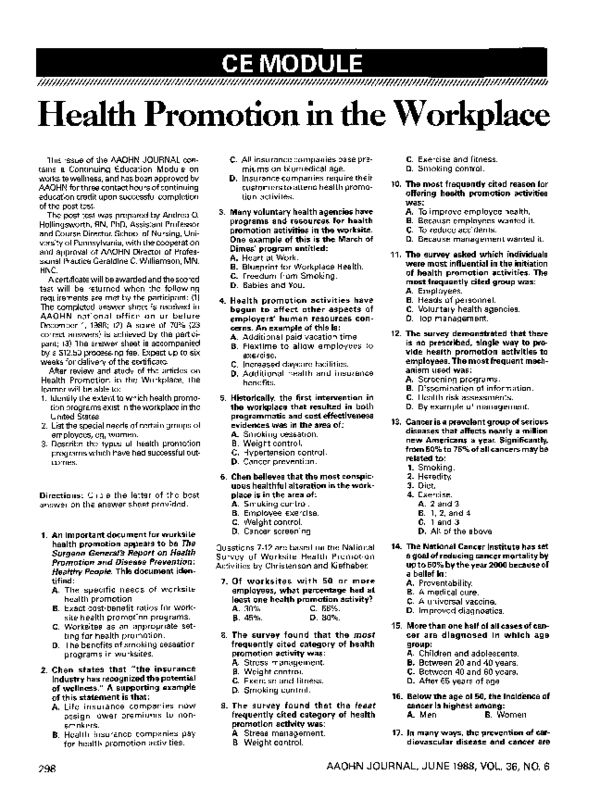 (PDF) Health promotion in the workplace