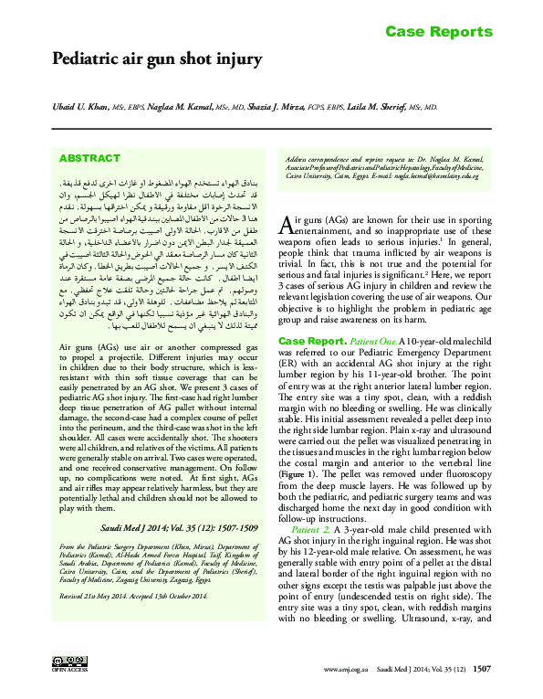 (PDF) Pediatric air gun shot injury
