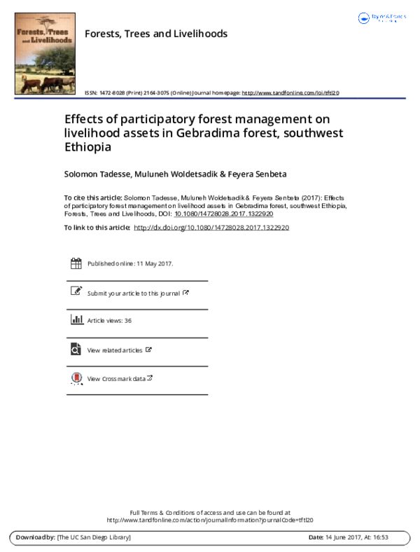 (PDF) Effects of participatory forest management on livelihood capitals ...