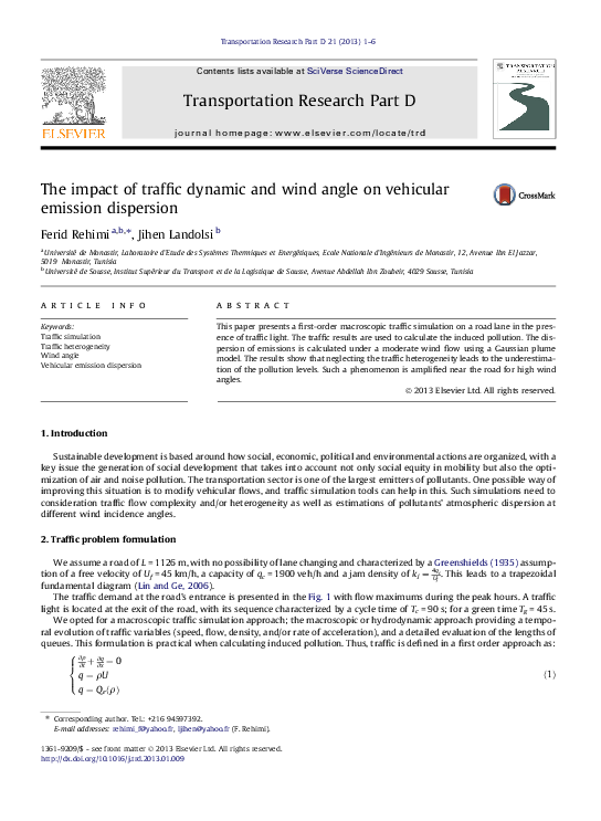 (PDF) The impact of traffic dynamic and wind angle on vehicular ...