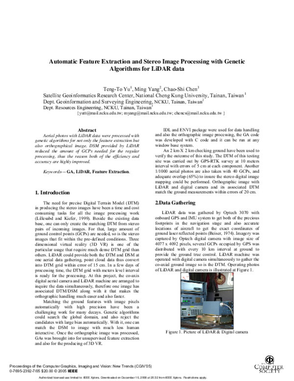 (PDF) Automatic Feature Extraction and Stereo Image Processing with ...