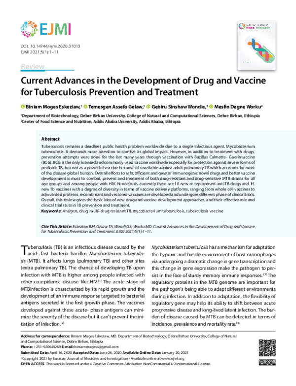 (PDF) Current Advances in the Development of Drug and Vaccine for ...
