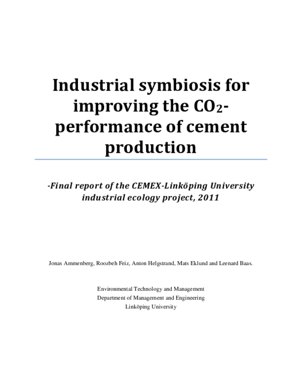 (PDF) Industrial symbiosis for improving the CO2-performance of cement ...
