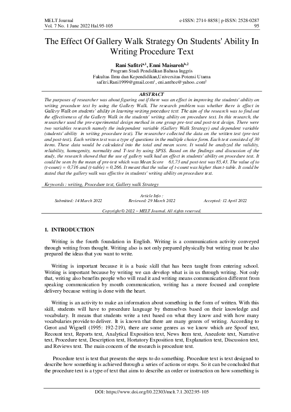 (PDF) The Effect Of Gallery Walk Strategy On Students' Ability In ...