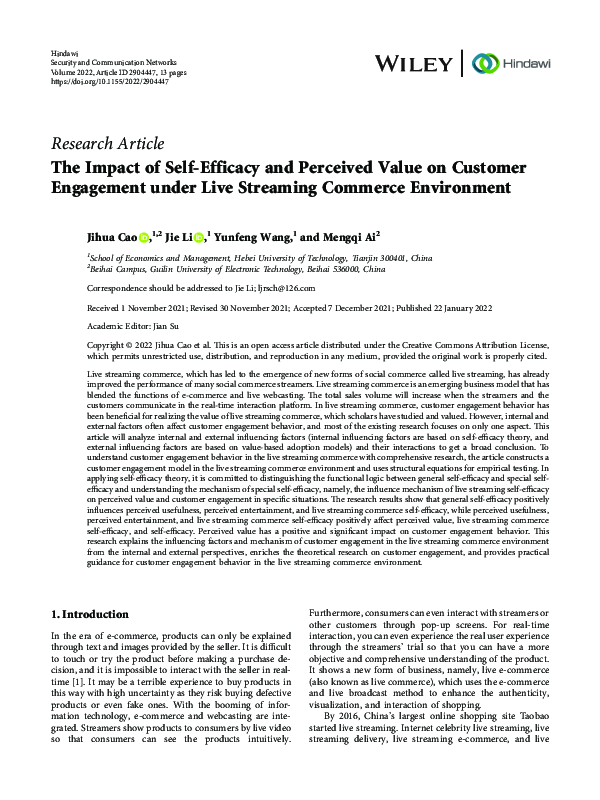 (PDF) The Impact of Self-Efficacy and Perceived Value on Customer ...