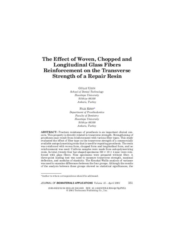 (PDF) The Effect of Woven, Chopped and Longitudinal Glass Fibers ...