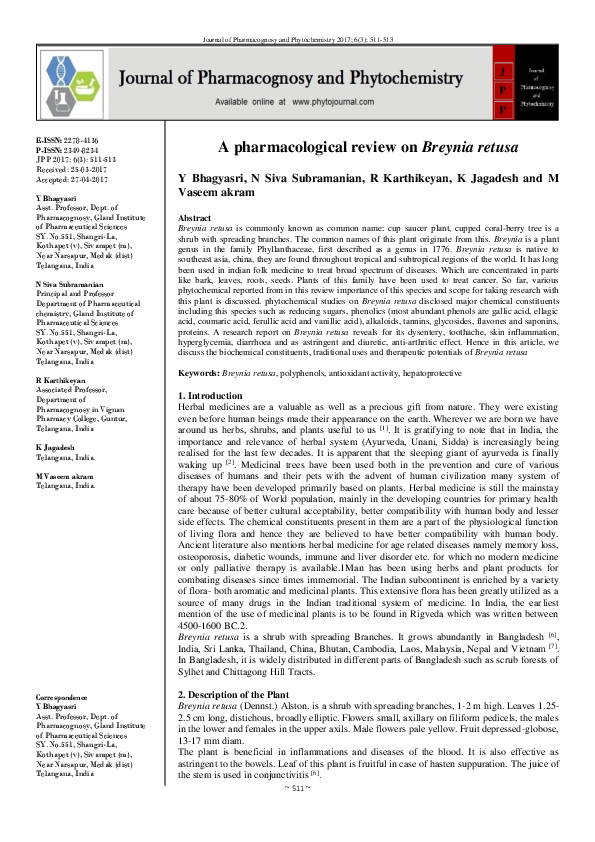 (PDF) A pharmacological review on Breynia retusa