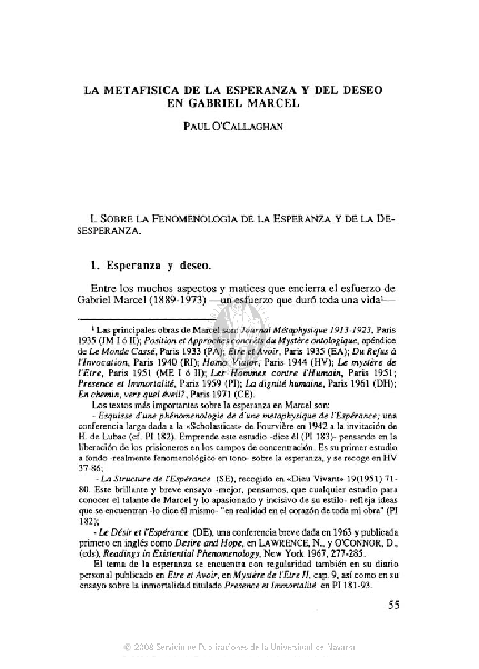 La metafísica de la esperanza y del deseo en Gabriel Marcel
