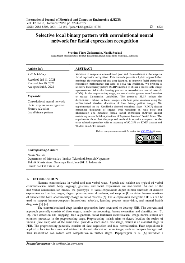 (PDF) Selective local binary pattern with convolutional neural network ...