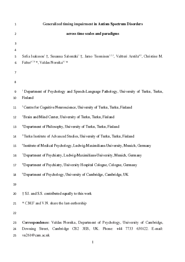 (PDF) Generalized timing impairment in Autism Spectrum Disorders across ...