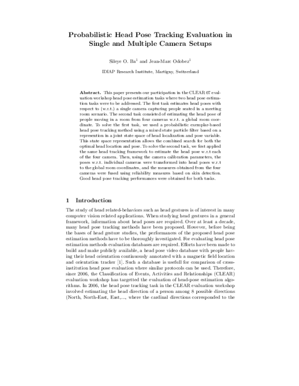 (PDF) Probabilistic Head Pose Tracking Evaluation in Single and ...