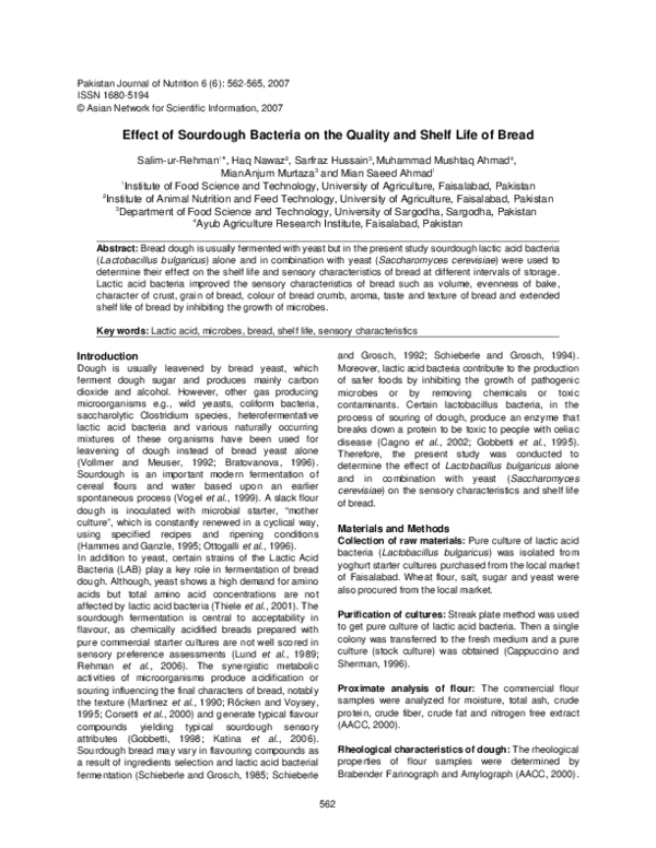 (PDF) Effect of Sourdough Bacteria on the Quality and Shelf Life of Bread