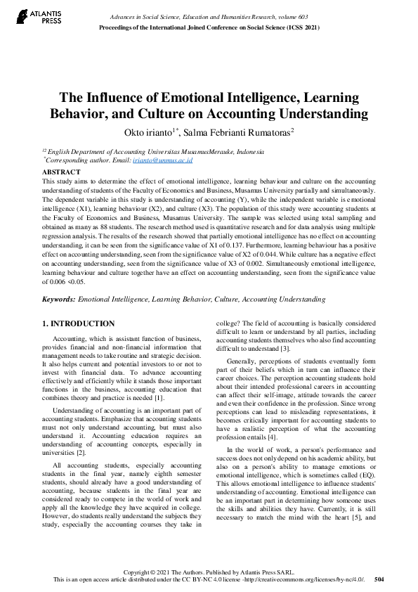 (PDF) The Influence of Emotional Intelligence, Learning Behavior, and ...