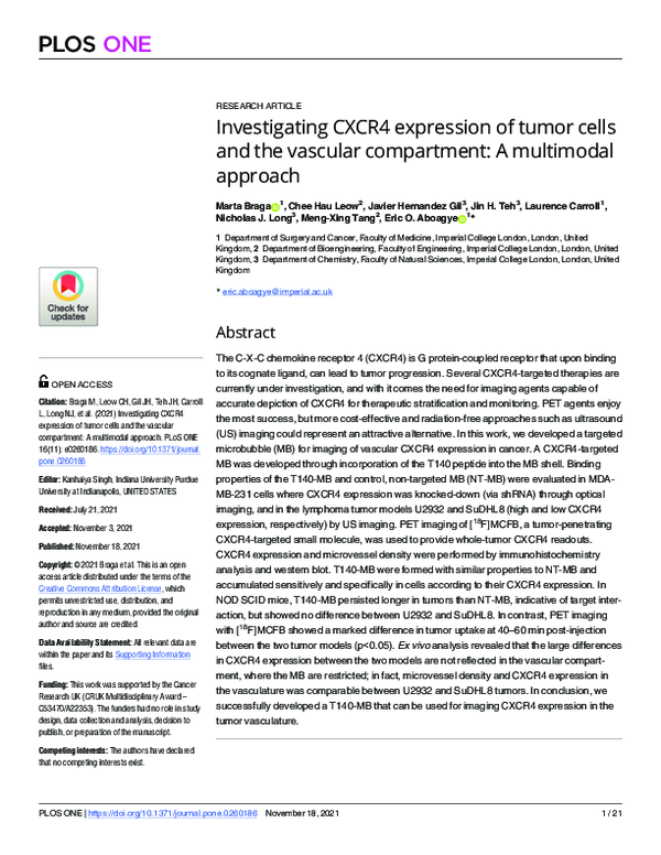 (PDF) Investigating CXCR4 expression of tumor cells and the vascular ...