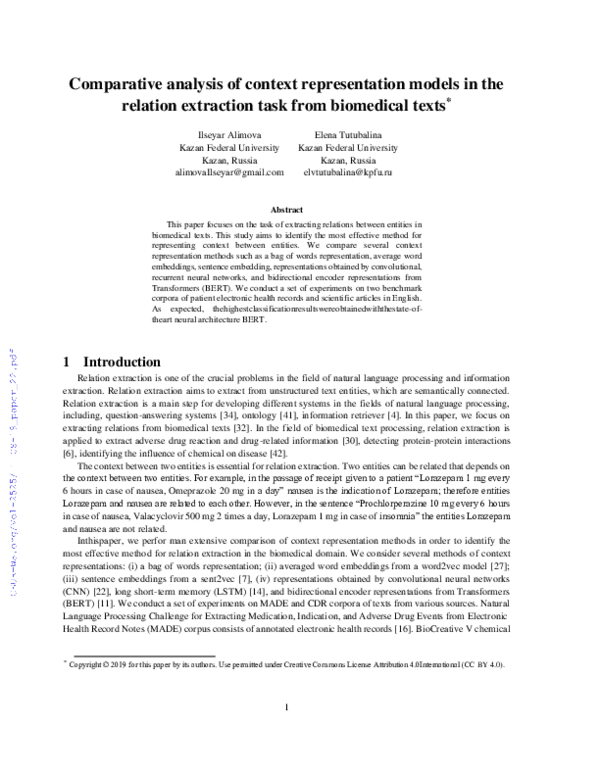 (PDF) Comparative analysis of context representation models in the ...