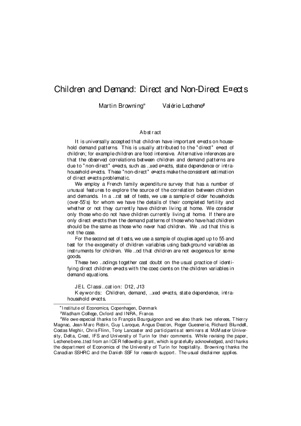 (PDF) Children and Demand: Direct and Non-Direct Effects
