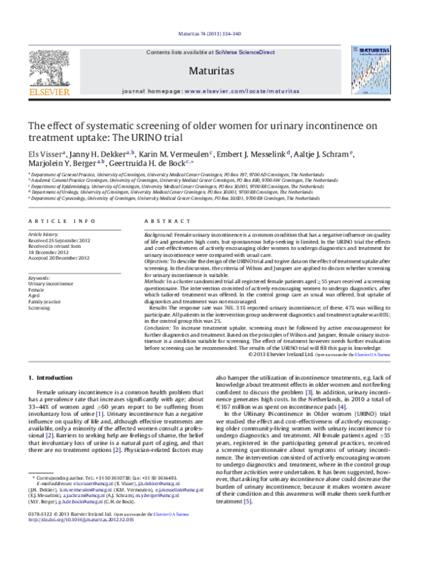 (PDF) The effect of systematic screening of older women for urinary