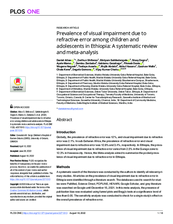 (PDF) Prevalence of visual impairment due to refractive error among ...