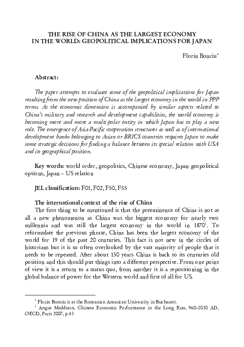 (PDF) The Rise of China as the Largest Economy in the World ...