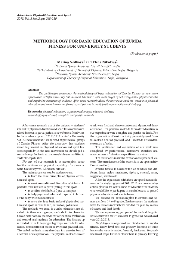 (PDF) Methodology for Basic Education of Zumba Fitness for University ...
