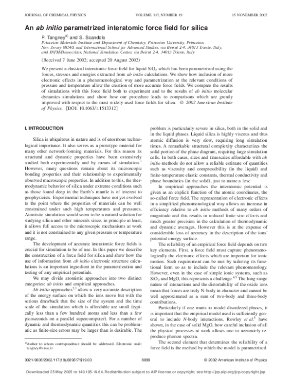 (PDF) An ab initio parametrized interatomic force field for silica