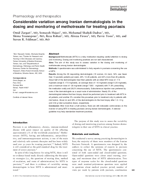 (PDF) Considerable variation among Iranian dermatologists in the dosing ...