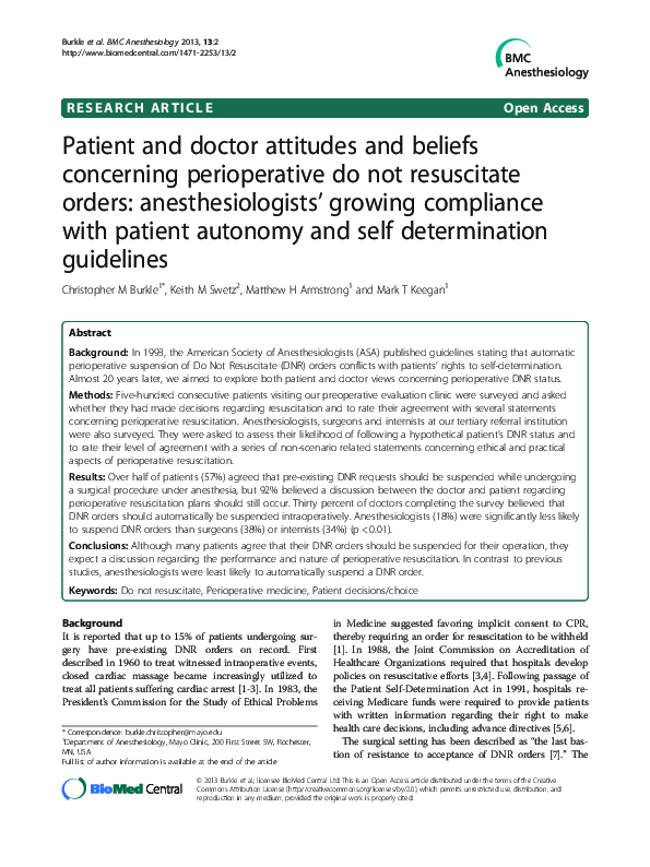 (PDF) Patient and doctor attitudes and beliefs concerning perioperative