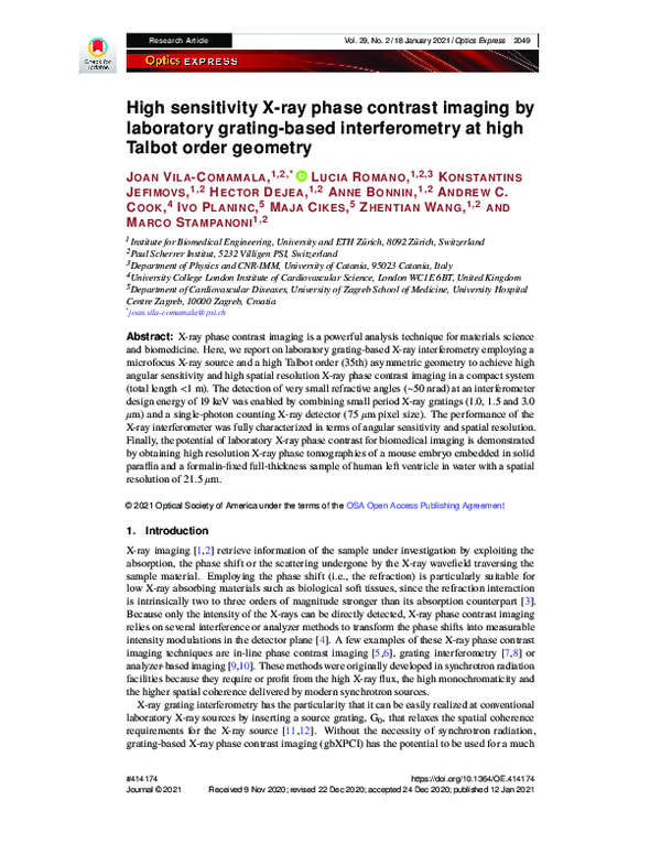 (PDF) High sensitivity X-ray phase contrast imaging by laboratory ...