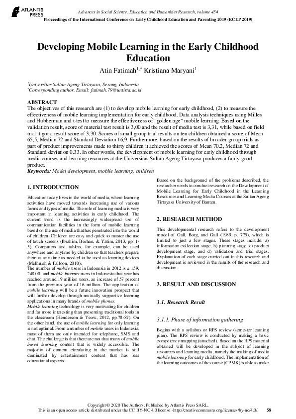 (PDF) Developing Mobile Learning in the Early Childhood Education