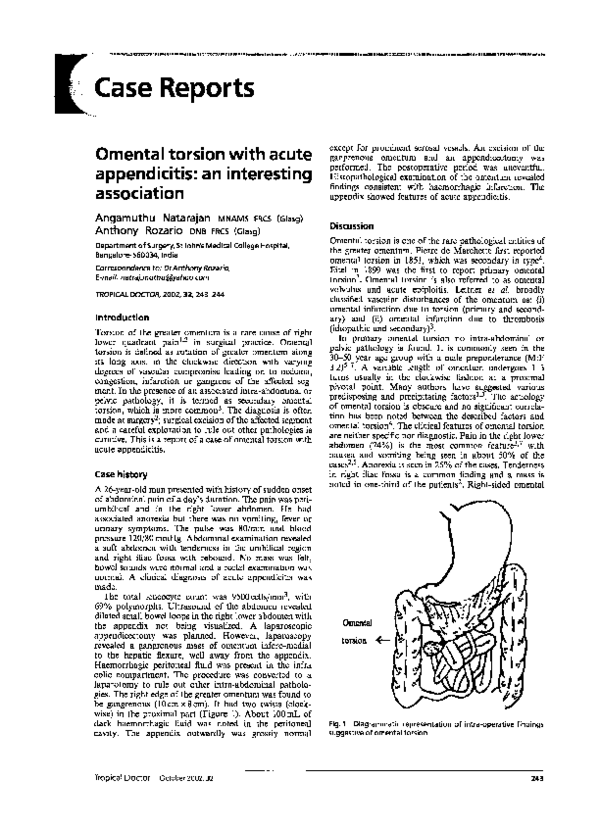 (PDF) Omental Torsion with Acute Appendicitis: An Interesting Association