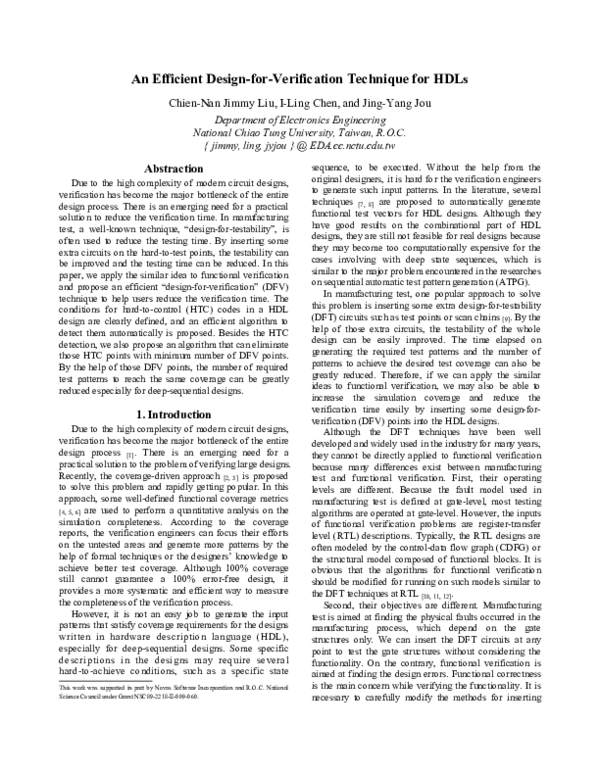 (PDF) An efficient design-for-verification technique for HDLs