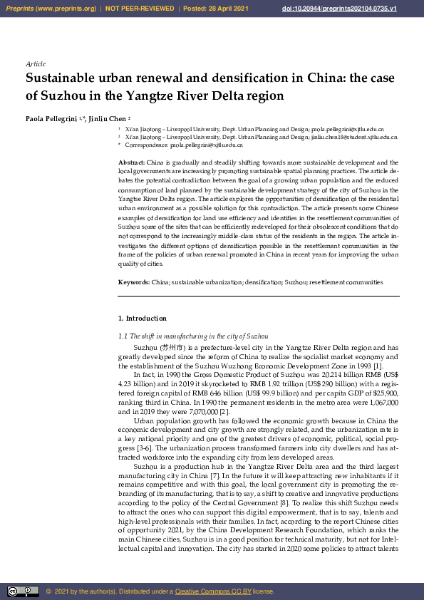 (PDF) Sustainable Urban Renewal and Densification in China: The Case of ...
