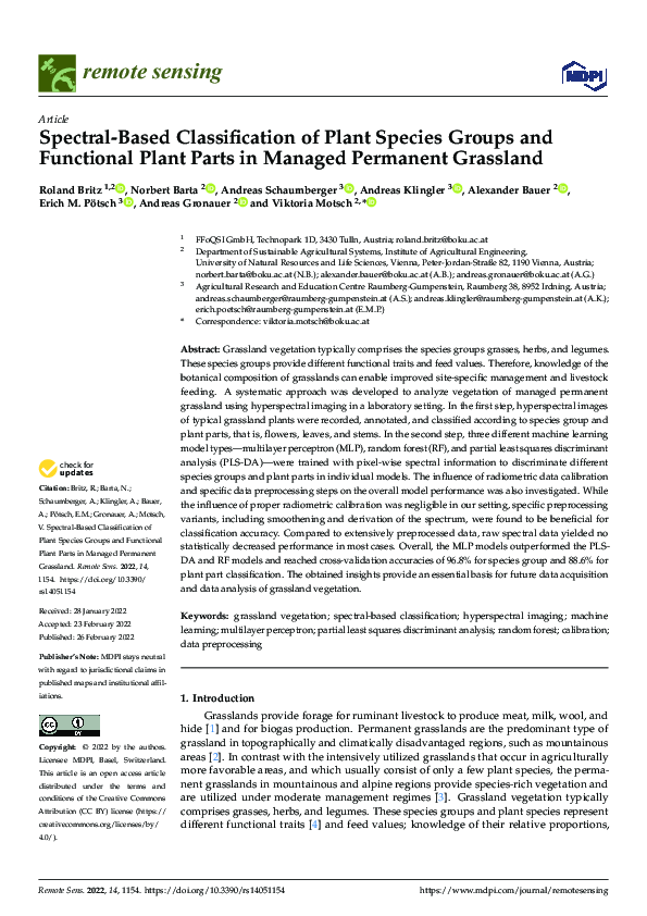 (PDF) Spectral-Based Classification of Plant Species Groups and ...