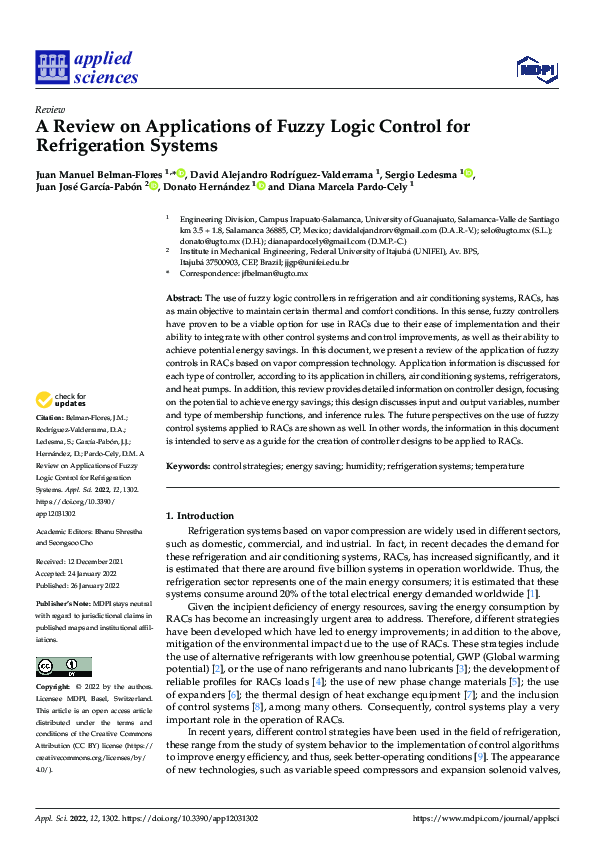 (PDF) A Review on Applications of Fuzzy Logic Control for Refrigeration ...