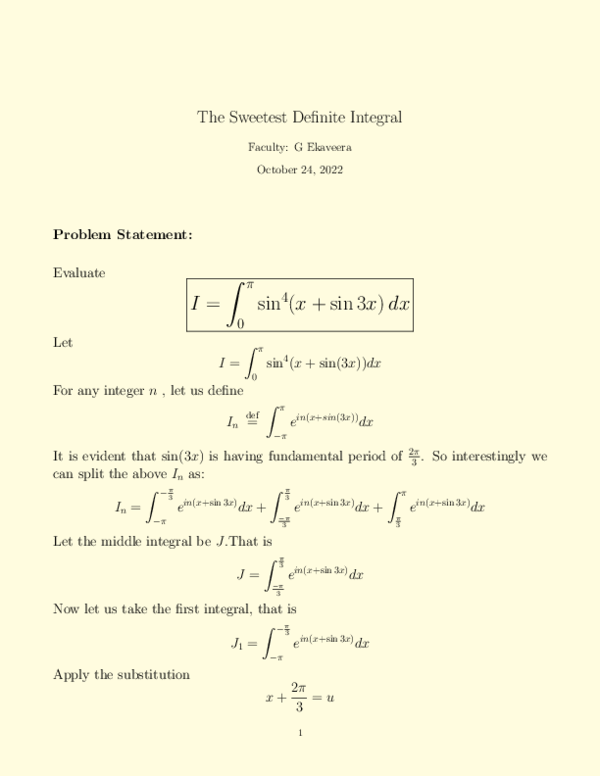 (PDF) A Challenging Definite Integral