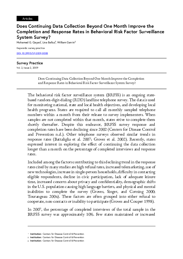 (PDF) Does Continuing Data Collection Beyond One Month Improve the ...