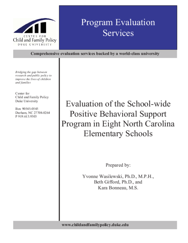 (PDF) Evaluation of the School-Wide Positive Behavioral Support Program ...