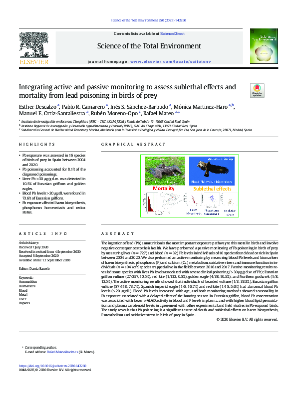 (PDF) Integrating active and passive monitoring to assess sublethal effects and mortality from