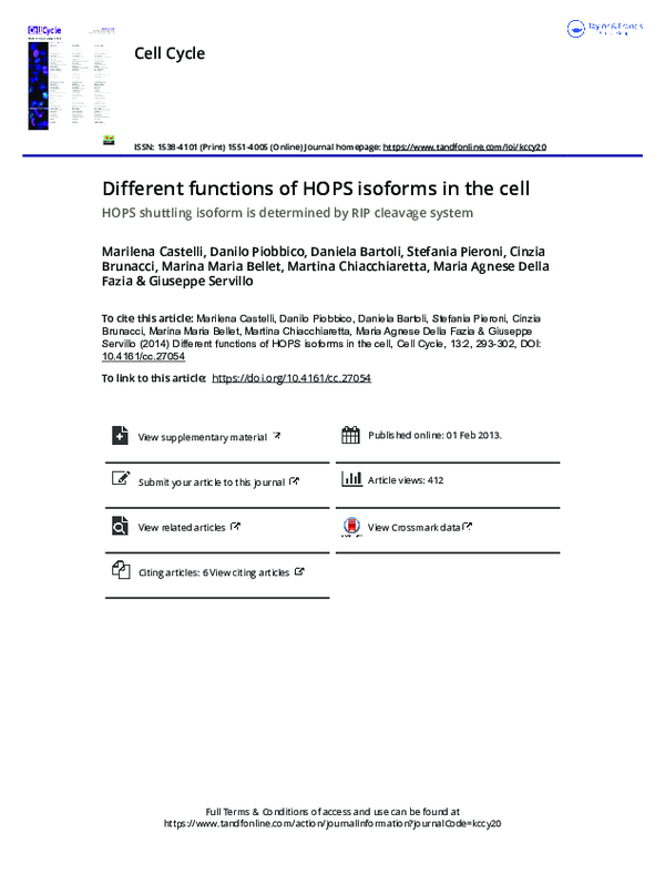 (PDF) Different functions of HOPS isoforms in the cell