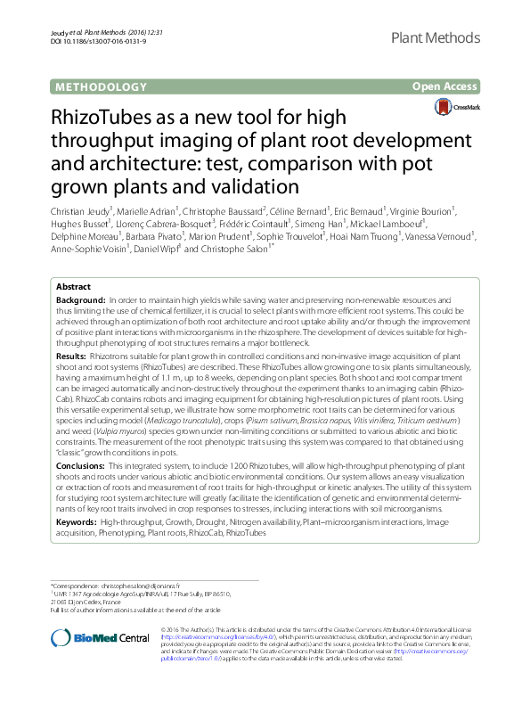 (PDF) RhizoTubes as a new tool for high throughput imaging of plant