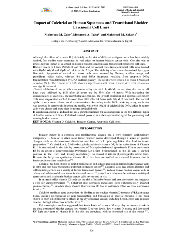 (PDF) Impact of Calcitriol on Human Squamous and Transitional Bladder ...