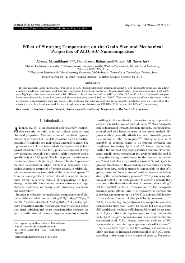(PDF) Effect of Sintering Temperature on the Grain Size and Mechanical ...