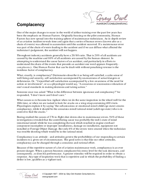 (PDF) Complacency