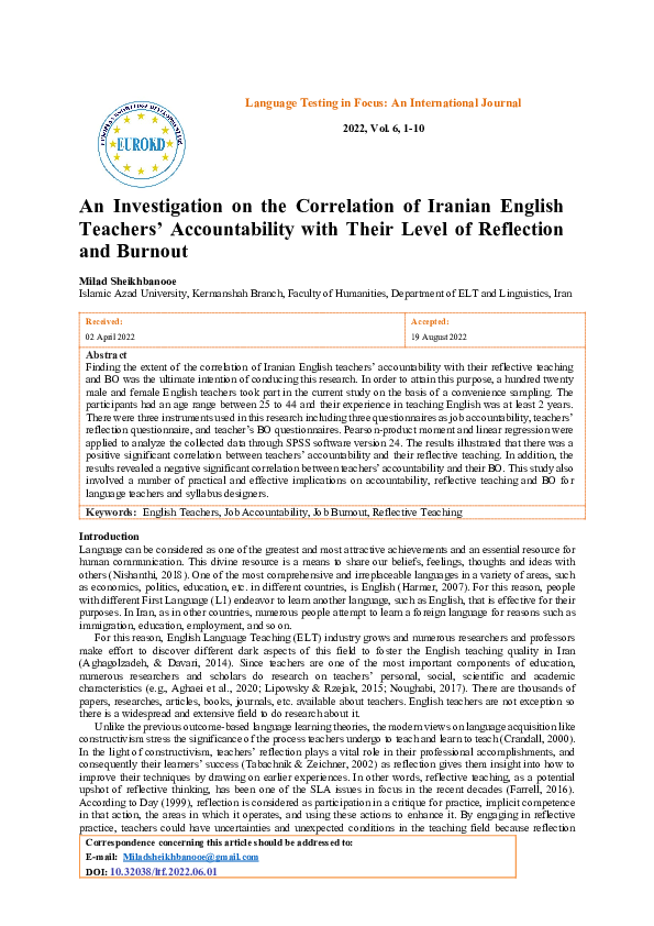 (PDF) An Investigation on the Correlation of Iranian English Teachers ...
