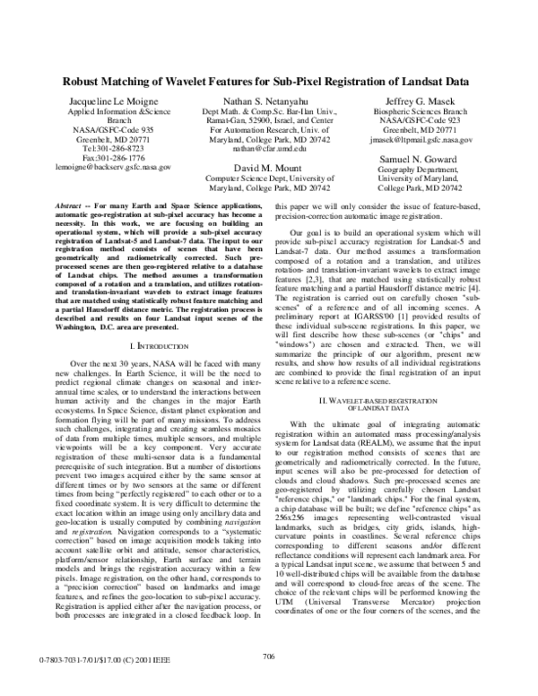 (PDF) Robust matching of wavelet features for sub-pixel registration of ...